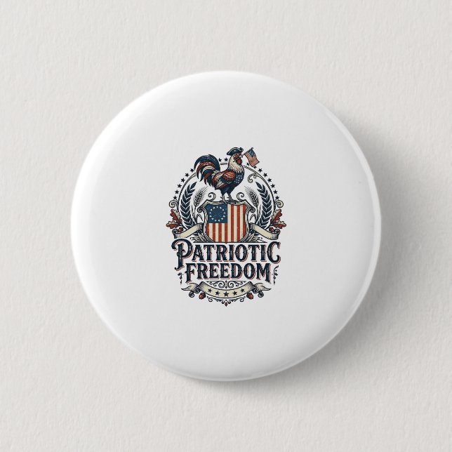 Patriotic Chicken Keeper Vector Graphic Tee_1 Button (Front)