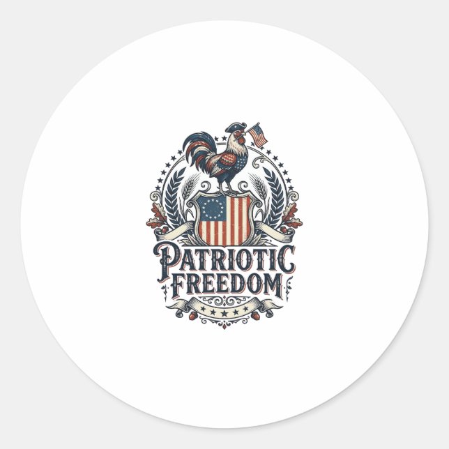 Patriotic Chicken Keeper Vector Graphic Tee_1 Classic Round Sticker (Front)