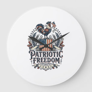 Patriotic Chicken Keeper Vector Graphic Tee_1 Large Clock
