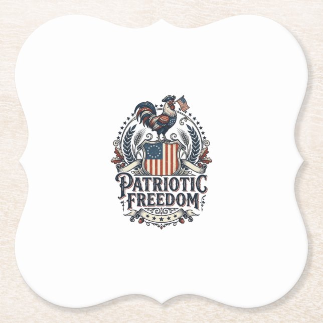 Patriotic Chicken Keeper Vector Graphic Tee_1 Paper Coaster (Front)