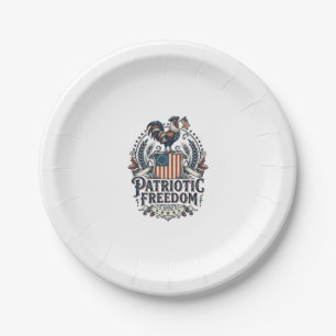 Patriotic Chicken Keeper Vector Graphic Tee_1 Paper Plates
