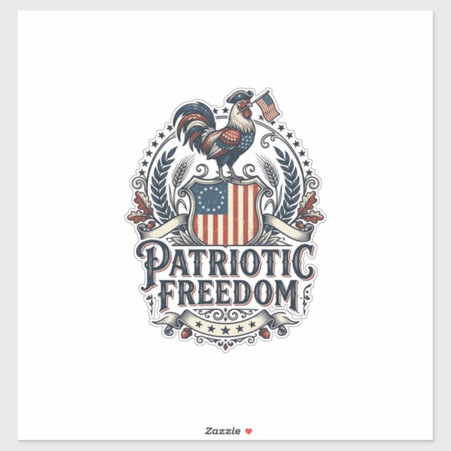 Patriotic Chicken Keeper Vector Graphic Tee_1 Sticker (Sheet)
