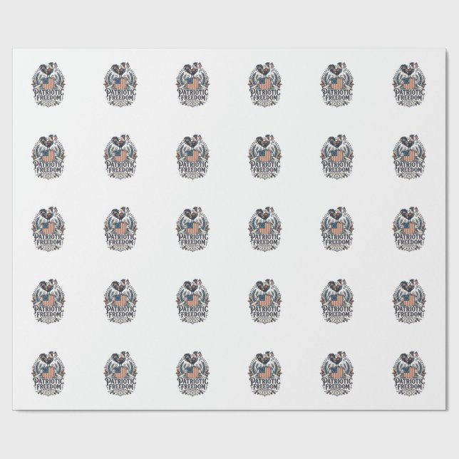 Patriotic Chicken Keeper Vector Graphic Tee_1 Wrapping Paper (Flat)