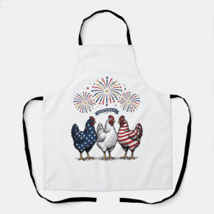 Patriotic Chicken Trio Vintage Engraving Vector De Apron
