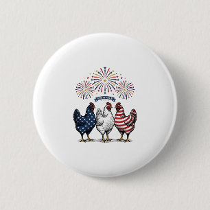Patriotic Chicken Trio Vintage Engraving Vector De Button