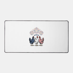 Patriotic Chicken Trio Vintage Engraving Vector De Desk Mat