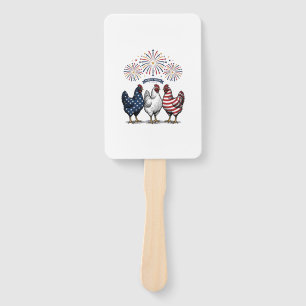 Patriotic Chicken Trio Vintage Engraving Vector De Hand Fan