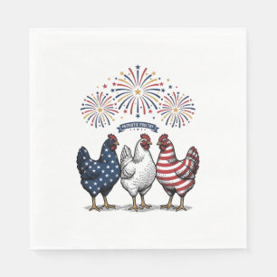 Patriotic Chicken Trio Vintage Engraving Vector De Napkins