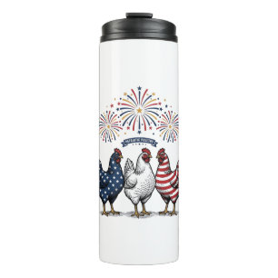 Patriotic Chicken Trio Vintage Engraving Vector De Thermal Tumbler