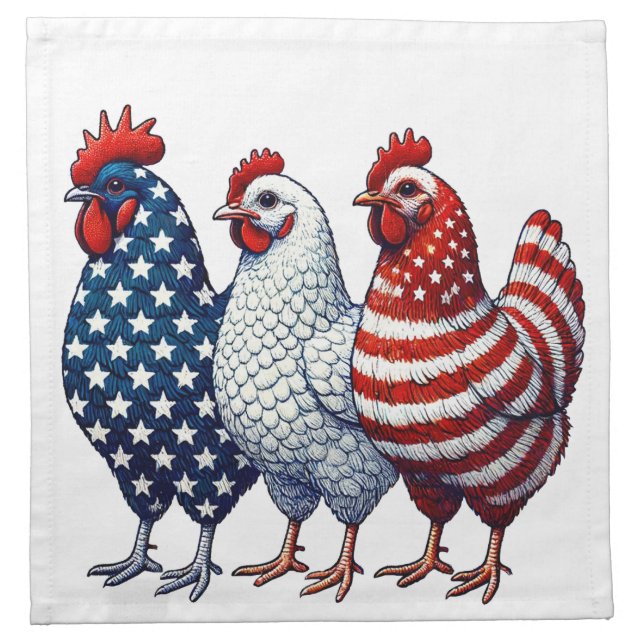Patriotic Chickens  Cloth Napkin (Front)