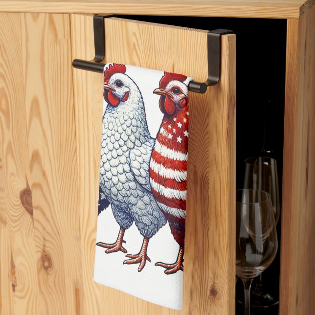 Patriotic Chickens  Kitchen Towel (Thirds Fold)