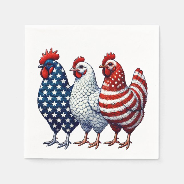 Patriotic Chickens  Napkins (Front)