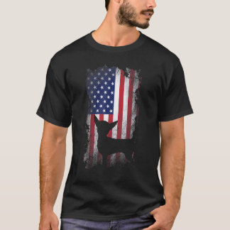 Patriotic Chihuahua American Flag Cool Dog T-Shirt