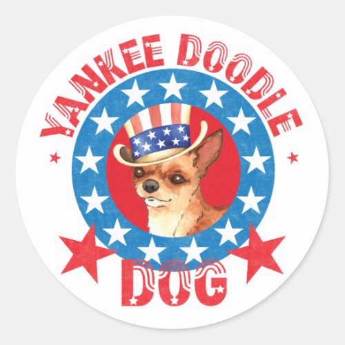 Patriotic Chihuahua Classic Round Sticker