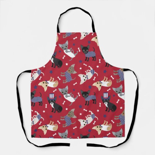 Patriotic Chihuahua Pattern Apron