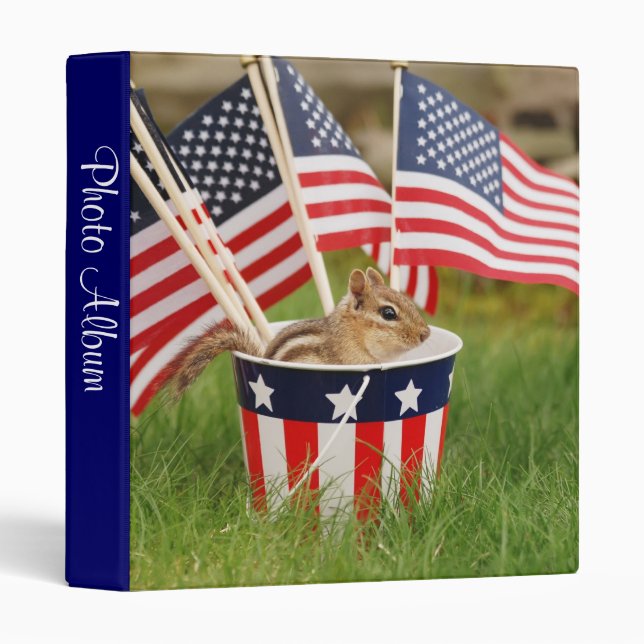 Patriotic Chipmunk 1" Photo Album 3 Ring Binder (Front/Spine)