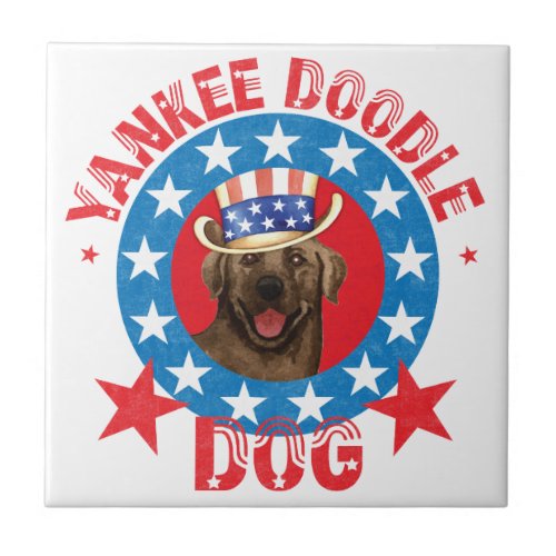 Patriotic Chocolate Lab Ceramic Tile