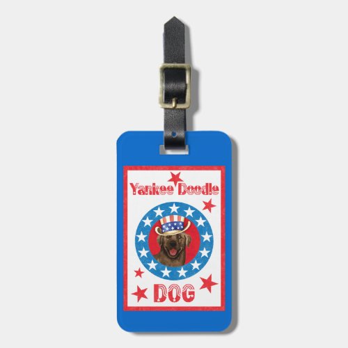 Patriotic Chocolate Lab Luggage Tag