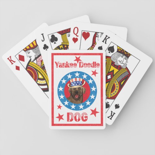 Patriotic Chocolate Lab Poker Cards