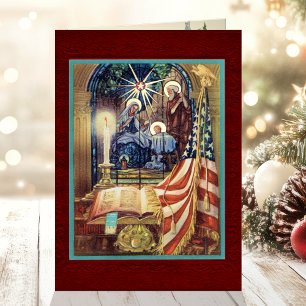 Patriotic Christian American Christmas Foil Holiday Card