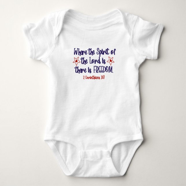 Patriotic Christian Bible Verse Freedom Baby Bodysuit (Front)