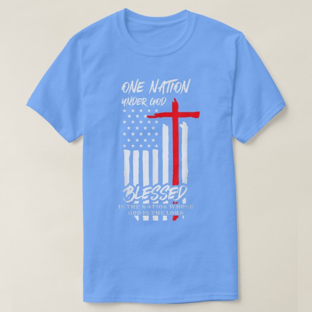 Patriotic Christian Blessed One Nation Under God T T-Shirt (Design Front)