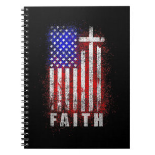 Patriotic Christian Faith Love Jesus American Flag Notebook