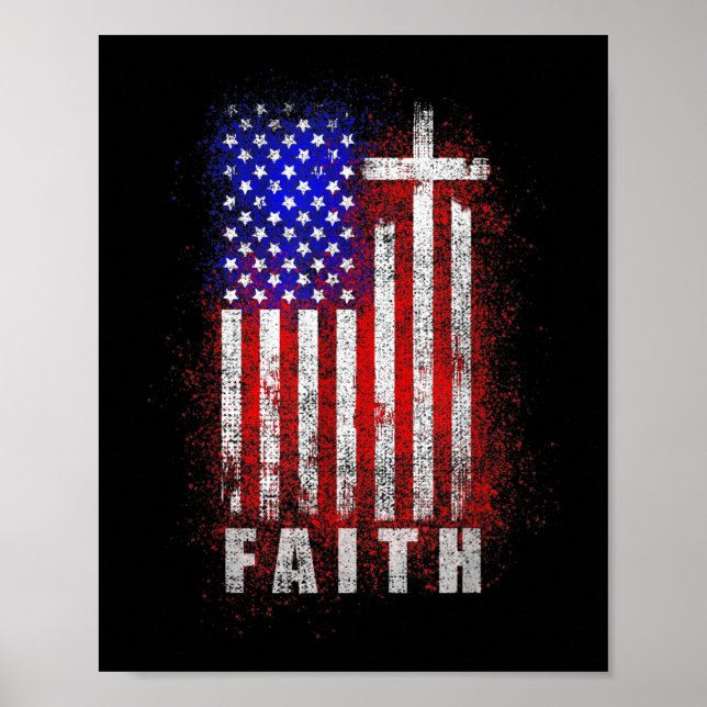 Patriotic Christian Faith Love Jesus American Flag Poster (Front)