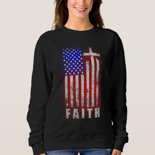 Patriotic Christian Faith Love Jesus American Flag Sweatshirt