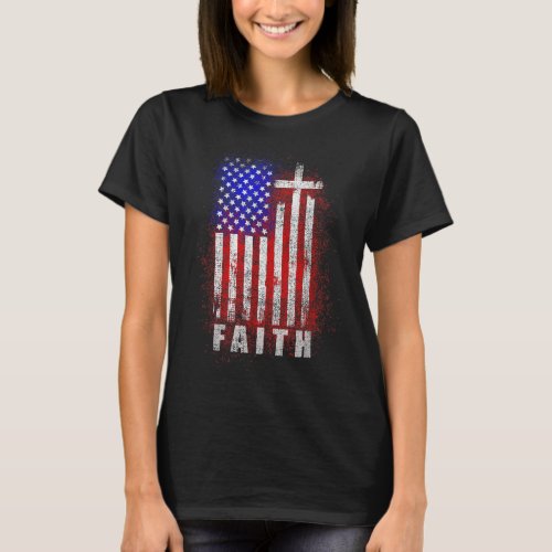 Patriotic Christian Faith Love Jesus American Flag T_Shirt