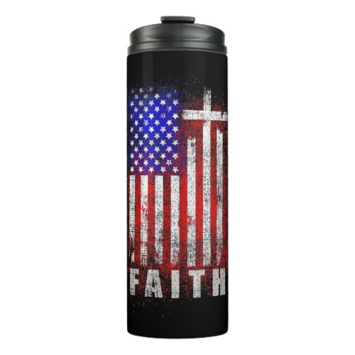 Patriotic Christian Faith Love Jesus American Flag Thermal Tumbler