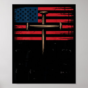 Patriotic Christian Faith Over Fear American Flag Poster