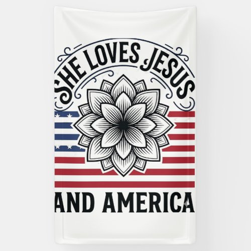 Patriotic Christian Flower Vintage T-Shirt Banner
