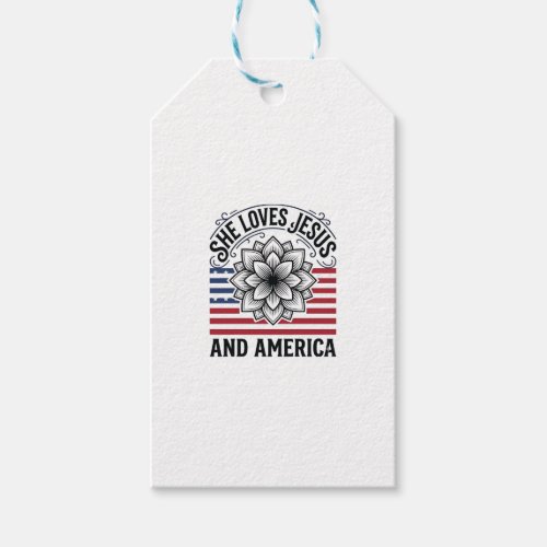 Patriotic Christian Flower Vintage T-Shirt Gift Tags