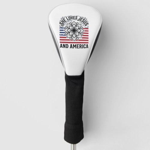 Patriotic Christian Flower Vintage T-Shirt Golf Head Cover