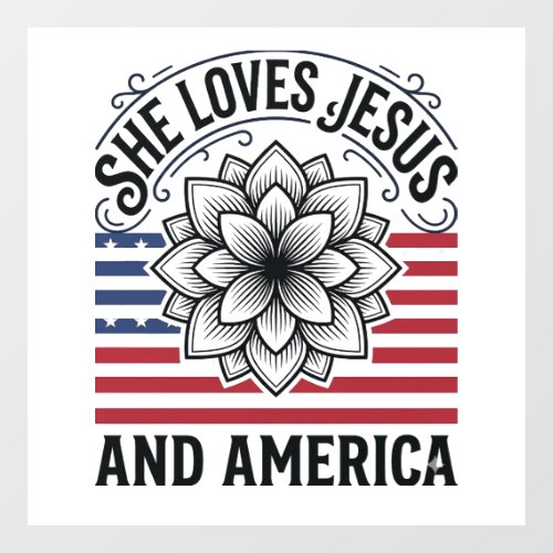 Patriotic Christian Flower Vintage T-Shirt Window Cling