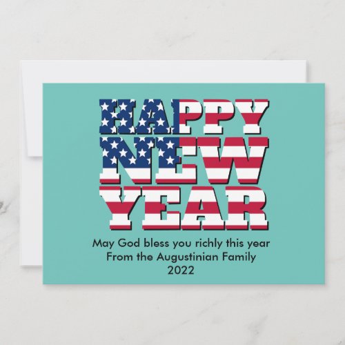 Patriotic Christian HAPPY NEW YEAR Holiday Card