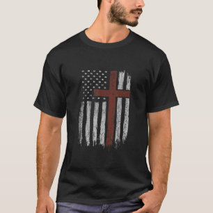 Patriotic Christian Jesus Cross American Flag T-Shirt