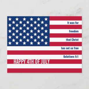 Patriotic Christian USA 4th Of July Holiday Postcard