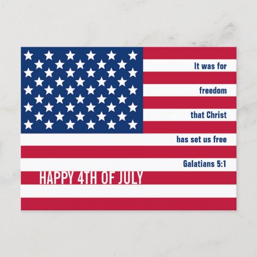 Patriotic Christian USA 4th Of July Holiday Postcard