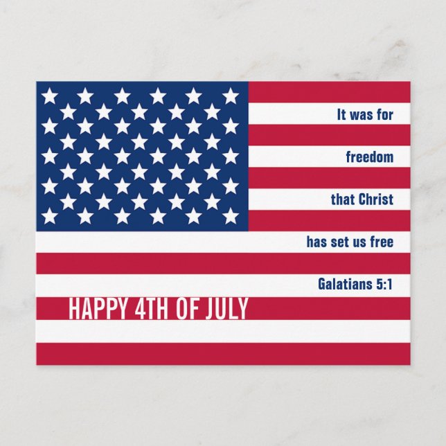 Patriotic Christian USA 4th Of July Holiday Postcard (Front)