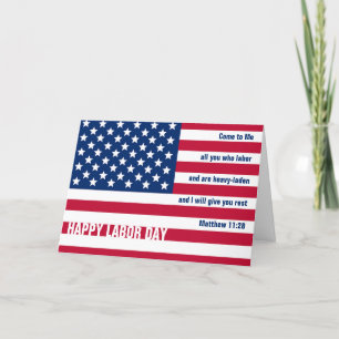 Patriotic Christian USA HAPPY LABOR DAY Letterpress Thank You Card