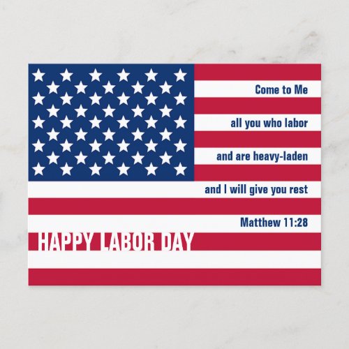 Patriotic Christian USA HAPPY LABOR DAY  Postcard