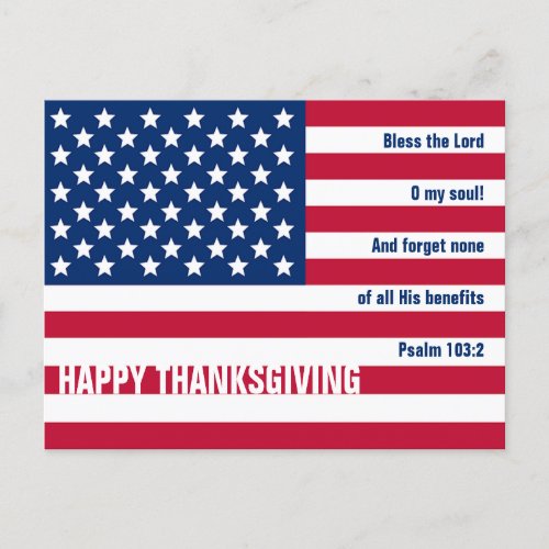 Patriotic Christian USA HAPPY THANKSGIVING Postcard