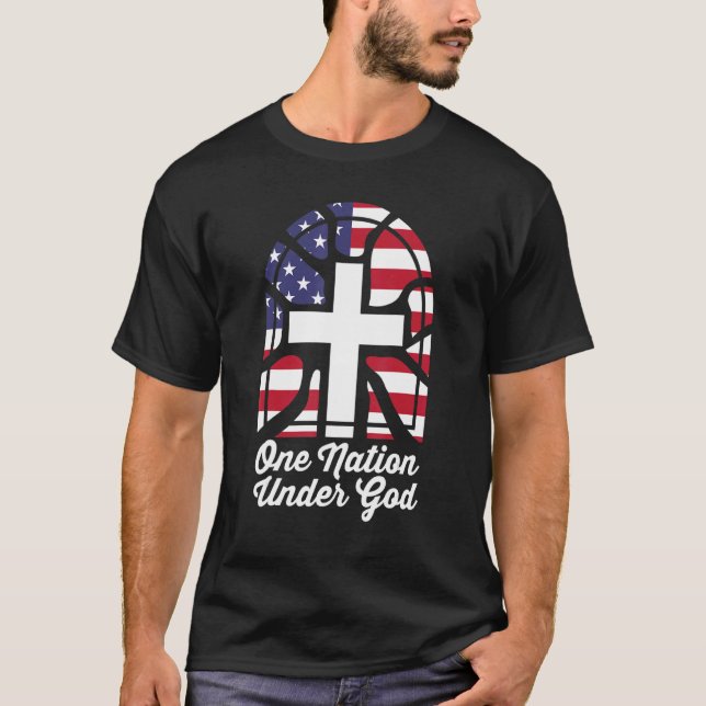 Patriotic Christian Usa Map Us Flag One Nation Und T-Shirt (Front)