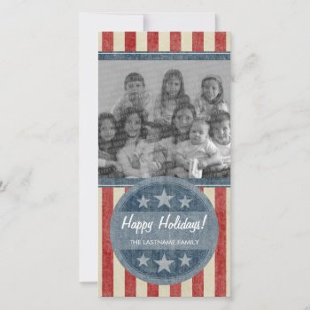 Patriotic Christmas 1 Photo American Flag Holiday Card by My2Cents at Zazzle
