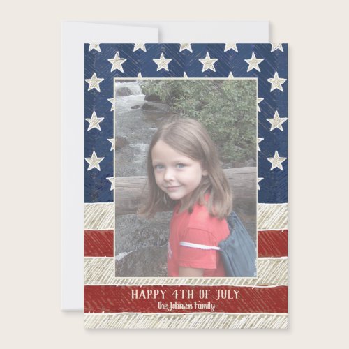 Patriotic Christmas 1 photo American Flag Vertical Holiday Card