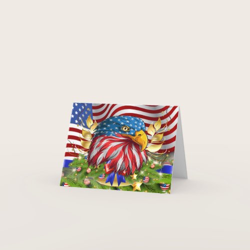 Patriotic Christmas American Eagle Note Card