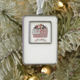 Patriotic Christmas American Flag "Joy & Liberty" Ornament