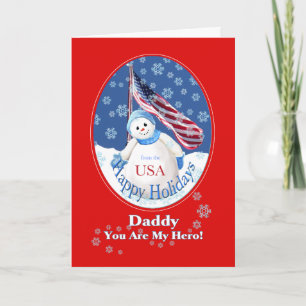 Patriotic Christmas Card for Daddy in Military